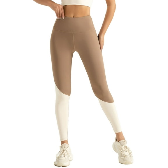 Women's High-Waisted Color Block Leggings, Breathable and Stretchy Fabric, High-Rise Waistband