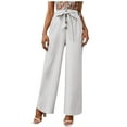 thumbnail image 1 of Women's High Waisted Cotton Linen Pants Buttons Pure Color Wide Leg Pants Casual Baggy Lounge Trousers with Pockets, 1 of 8