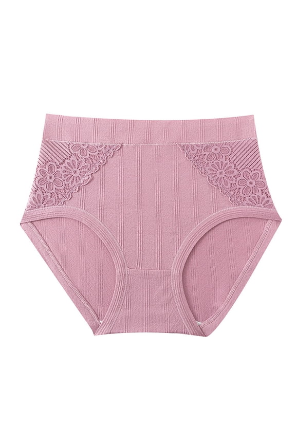 Women's High-Waisted Cotton Underwear - Comfortable V-Cut Briefs with Decorative Lace Waistband | Hontri | Women Solid Color Cotton V Neck High Waist Lace Abdominal (Purple | 3XL)