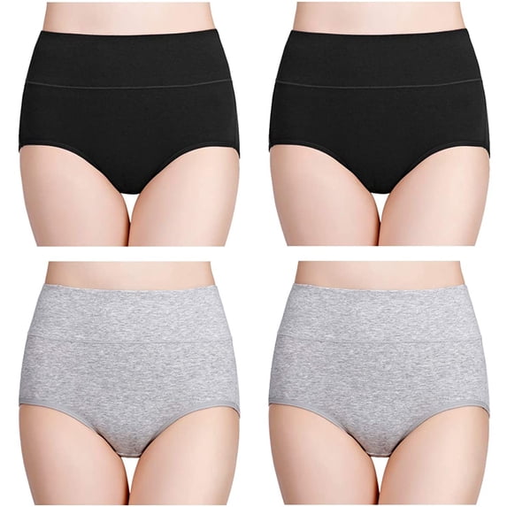 Women's High Waisted Cotton Underwear Ladies Soft Full Briefs Panties Multipack