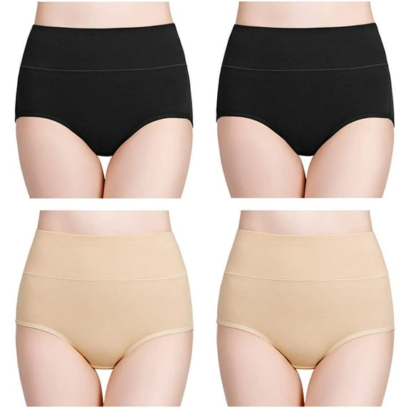 Women's High Waisted Cotton Underwear Ladies Soft Full Briefs Panties Multipack