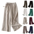thumbnail image 1 of Women's High Waisted Cropped Wide Leg Pants Summer Loose Travel Work, 1 of 9