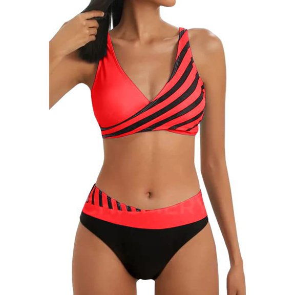Women's High Waisted Cute Bikini Sets Twist Front Bikini Top Ruched Swimsuits Bottoms Tummy Control Full Coverage Bathing Suits