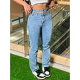 thumbnail image 1 of Women's High Waisted Cutout Jeans Waist Sculpting Trendy Youthful Vibe Design, 1 of 6