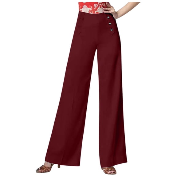 Women's High Waisted Dance Pants - Wide Leg, Polyester, S-XXXL, Social Dance/, Spring/Fall