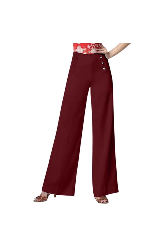 Women's High Waisted Dance Pants - Wide Leg, Polyester, S-XXXL, Social Dance/, Spring/Fall