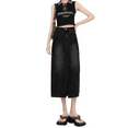 thumbnail image 1 of Women's High - Waisted Denim Midi Skirt with Front Slit - Must - Have for Office & Dates, Super Trendy Casual Jean Skirt（Does not include belt）, 1 of 2