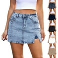 thumbnail image 1 of Women's High Waisted Denim Skort Casual Stretch Side Split Summer Skirt Shorts, 1 of 5