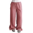 thumbnail image 1 of Women's High Waisted Drawstring Pockets Wide Leg Pants Woman Plaid Trousers for Casual Summer HOT Red XXL, 1 of 10