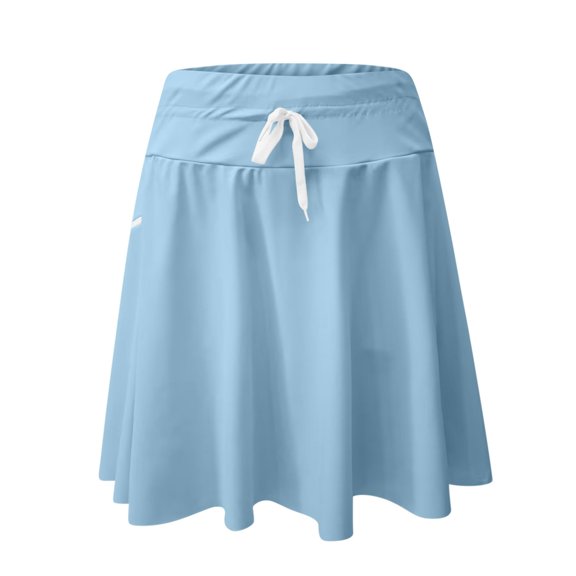 Women's High Waisted Drawstring Swim Skirt with Shorts Liner Bathing Suit Tankinis Swimsuit Bottoms with Zipper Pockets Fall Skirts Blue M