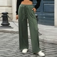 thumbnail image 1 of Women's High Waisted Drawstring Wide Leg Pants Women Stretch Loose Sweatpants with Pockets Lightweight Lounge Elastic Waist, 1 of 6