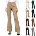 thumbnail image 1 of Women's High Waisted Dress Pants Bootcut Flare Leg Double Button Business Casual Work office Trousers with Pockets Stretchy Elegant Wine, 1 of 6