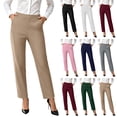 thumbnail image 1 of Women's High Waisted Dress Pants Soft Stretchy Straight Leg Ankle Pants Business Casual Work office Trousers with Pockets Elegant Classic White, 1 of 5