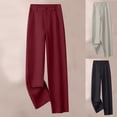 thumbnail image 1 of Women's High Waisted Elastic Waistband Pocket Pants Trousers Slacks, Stretchy Soft Lounge Casual Daily Home Wear Travel Essentials for Women | Aestivo,Beige L, 1 of 7
