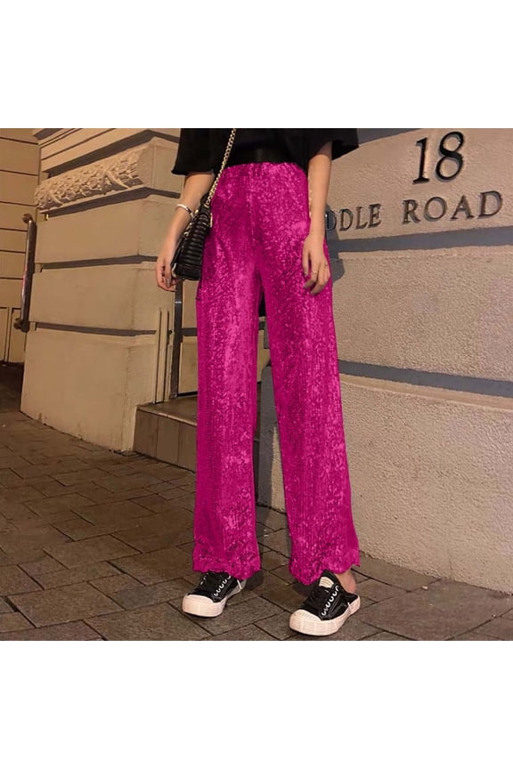 Women's High Waisted Fashion Casual Pants With Metallic Glitter And Flowy A Line Design: For Everyday Wear Women Pants Casual Loose Womens Casual Pants Drawstring Womens Business Casual Pants Size 2