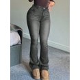thumbnail image 1 of Women's High - Waisted Flare Jeans Slim Fit Retro 90s Trend  Fashion Casual Cotton Denim Washed Gray Button - Fly Design Washed Gray Fashion Casual Pants for Daily  Party, 1 of 5