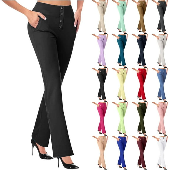Women's High Waisted Flare Leggings with Pockets Comfortable Yoga Pants for Workout and Casual Wear