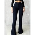 thumbnail image 1 of Women's High-Waisted Flare Pants, Front Seam Detail, Stretch Fabric, Suitable For Casual, Formal Occasions And Parties, Black, 1 of 5