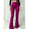thumbnail image 1 of Women's High-Waisted Flare Pants, Front Seam Detail, Stretch Fabric, Suitable For Casual, Formal Occasions And Parties, Black, 1 of 6