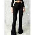 thumbnail image 1 of Women's High-Waisted Flare Pants, Front Seam Detail, Stretch Fabric, Suitable For Casual, Formal Occasions And Parties, Black, 1 of 6