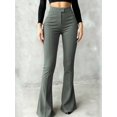 thumbnail image 1 of Women's High-Waisted Flare Pants, Front Seam Detail, Stretch Fabric, Suitable For Casual, Formal Occasions And Parties, Black, 1 of 6
