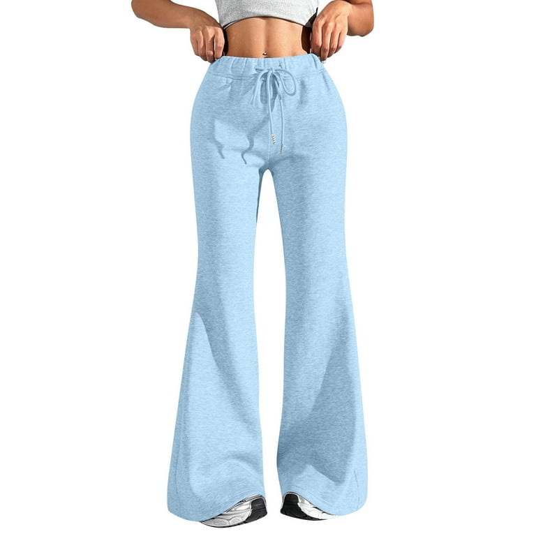 Women s High Waisted Flare Pants Stretchy Drawstring Yoga Pants Casual Wide Leg Lounge Trousers Red Walmart