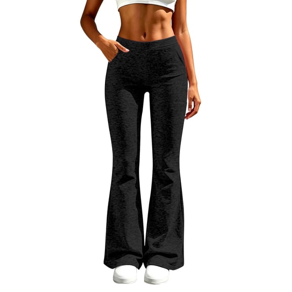 Women's High Waisted Flare Sweatpants, Y2K Flared Leggings for Women, Baggy Bell Bottom Yoga Pants with Drawstring, Comfy Polyester Cotton Blend Sport Lounge Pants for Athletic,Gym,Daily Wear Black