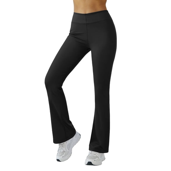 Women's High Waisted Flare Yoga Pants Wide Leg Leggings for Women Tummy Control Workout Gym Running Athletic Compression Legging Black 00*yoga pants XL