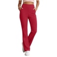 thumbnail image 1 of Women's High Waisted Flare Yoga Pants with Pockets Solid Color Stretchy Casual Leggings Workout Gym Athletic Trousers Soft Comfy Everyday Wear, 1 of 9