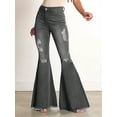 thumbnail image 1 of Women's High Waisted Flared Pants Ripped Knee Flared Women's Jeans, Casual And Fashionable Boyfriend Long Pants, 1 of 5