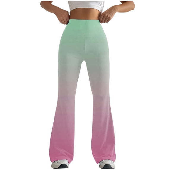 Women's High-Waisted Flared Yoga Pants with Pockets - Gradient Color, Lightweight & Comfortable for Casual Wear, Dance, and Daily Use
