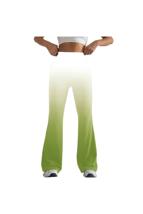Women's High-Waisted Flared Yoga Pants with Pockets - Gradient Color, Stretchy & Comfortable for Casual Wear, Dance, or Daily Use