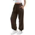 thumbnail image 1 of Women's High Waisted Fleece Joggers, Women Soft Fuzzy Sweatpants with Drawstring, Female Cozy Winter Warm Solid Color Jogger Sweatpants with Pockets, 1 of 9