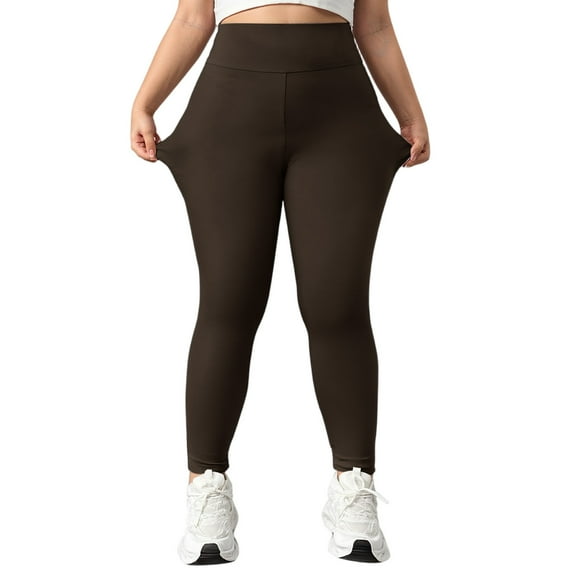 Women's High Waisted Lined Leggings Winter Plush Warm Leggings Solid Color Tummy Control Yoga Pants Outdoor Tights