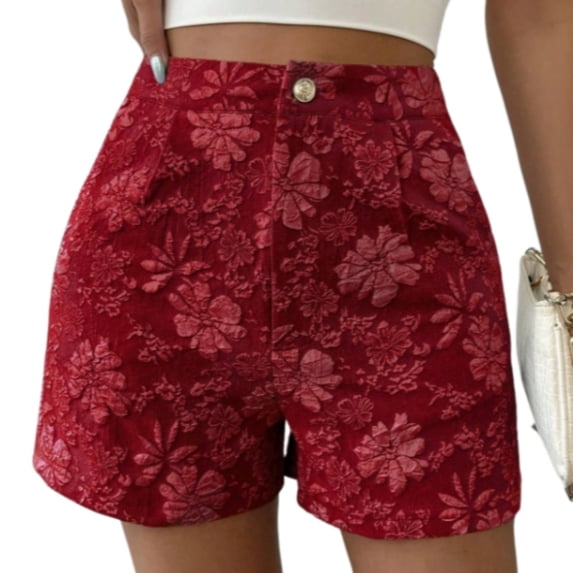 Women’s High Waisted Floral Denim Shorts, Summer Casual Jean Shorts