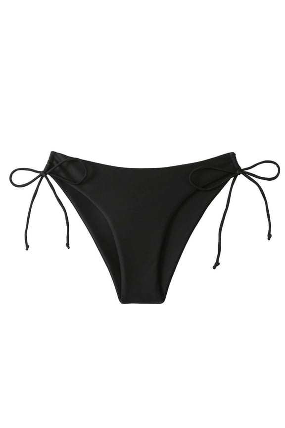 Women's High Waisted Full Coverage Cheeky Bikini Bottoms Tummy Control Adjustable Drawstring Swim Bottoms Women String Tie Side Bikini Bottoms Moderate Coverage Swimsuit Bottom Waist Bathing Suit