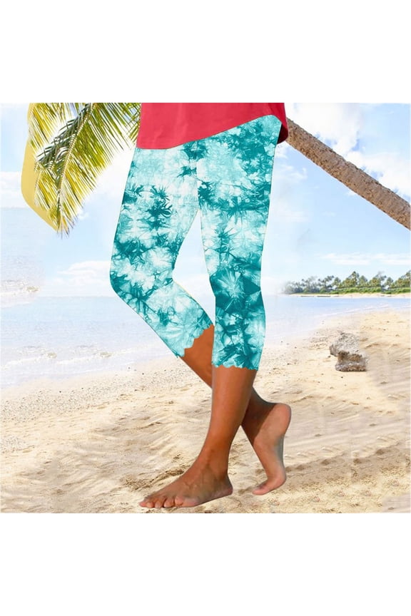 Women's High Waisted Gradient Capris, Slim Yoga Pants, Stretchy Workout Leggings for Gym, Pilates, Lounge, Casual Daily & Summer Essentials | HAODEJW,Multicolor M