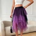 thumbnail image 1 of Women's High Waisted High Low Tulle Skirt Multi Layered Mesh Ruffle Irregular Hem Gothic Punk Party Skirt Flattering A-Line Silhouette For Prom Performance Club, 1 of 5