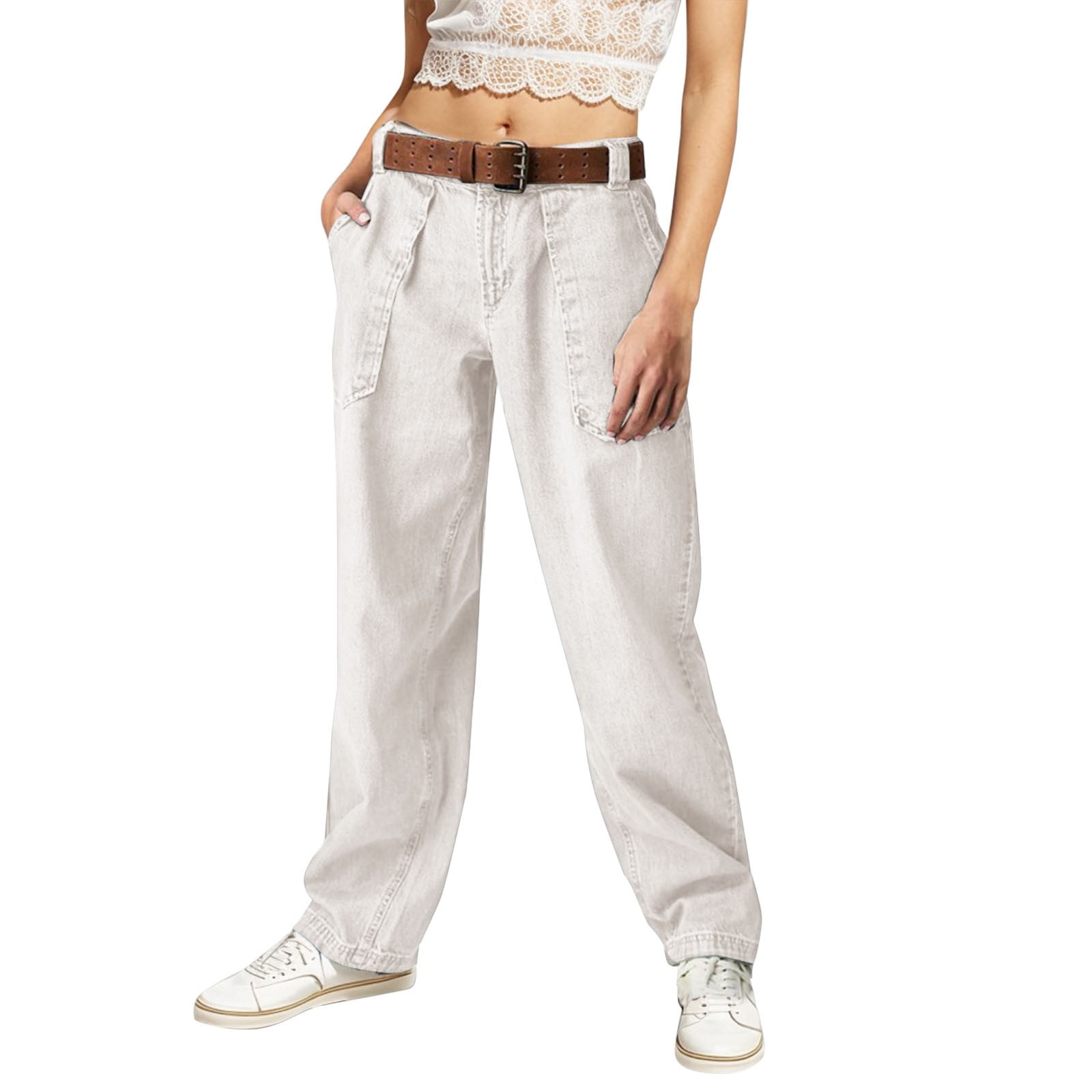 Women's High Waisted Jeans Boyfriend Baggy Straight Leg Casual Denim