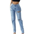thumbnail image 1 of Women's High Waisted Jeans for Women Ripped Skinny Stretch Distressed Jeans High Rise Butt Lifting Demin Pants Blue S, 1 of 6