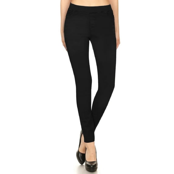 Women's High Waisted Jeggings Pull On Stretch Skinny Pants Size S - 3XL 29" Inseam Black 2XL