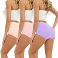 thumbnail image 1 of Women's High Waisted Lace Underwear Soft Full Coverage Briefs Tummy Control Panty Seamless Underpants Stretch Briefs Plus Size 3 Pack, 1 of 6