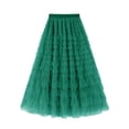 thumbnail image 1 of Women's High Waisted Layered Ruffle Tulle Maxi Skirt Fluffy A-Line Fairy Party Mesh Skirt,Army Green,M, 1 of 5