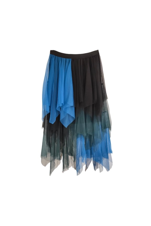 Women's High Waisted Layered Tulle Skirt Irregular Handkerchief Hem Mesh Maxi Skirt Flowy A-Line Fairy Skirt For Boho Party Festival Wedding Guest