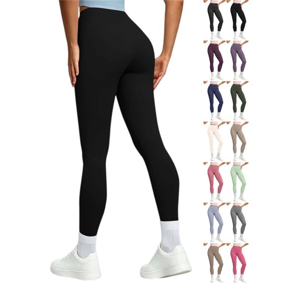 Women's High Waisted Leggings Solid Color Stretch Tummy Control No See Through Ankle Length Skinny Pants for Yoga Gym Work Daily Wear