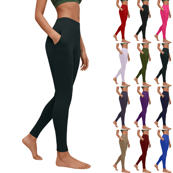 Women's High Waisted Leggings Tummy Control Booty Lifting Yoga Pants with Pockets Stretch Workout Running Gym Leggings