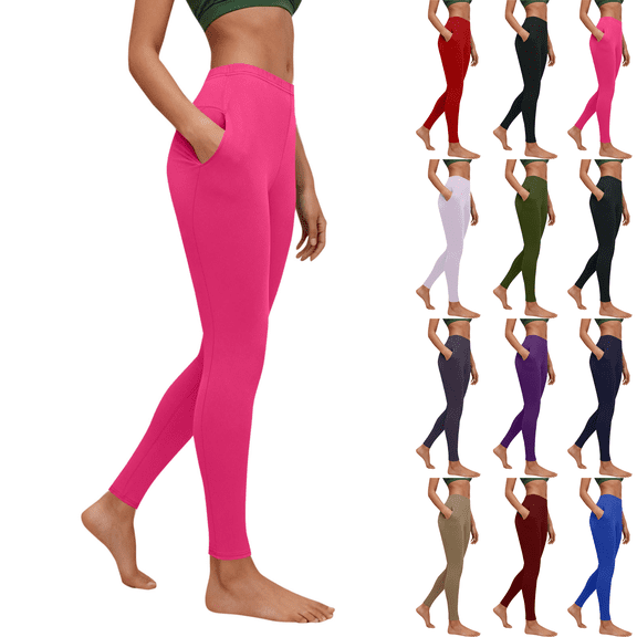 Women's High Waisted Leggings Tummy Control Booty Lifting Yoga Pants with Pockets Stretch Workout Running Gym Leggings