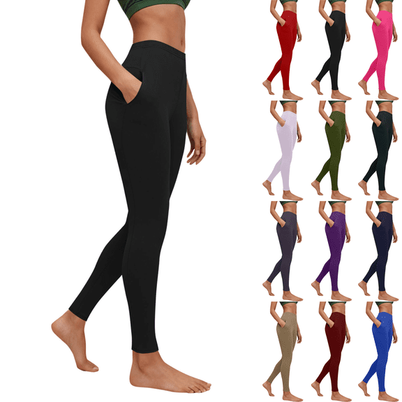 Women's High Waisted Leggings Tummy Control Booty Lifting Yoga Pants with Pockets Stretch Workout Running Gym Leggings
