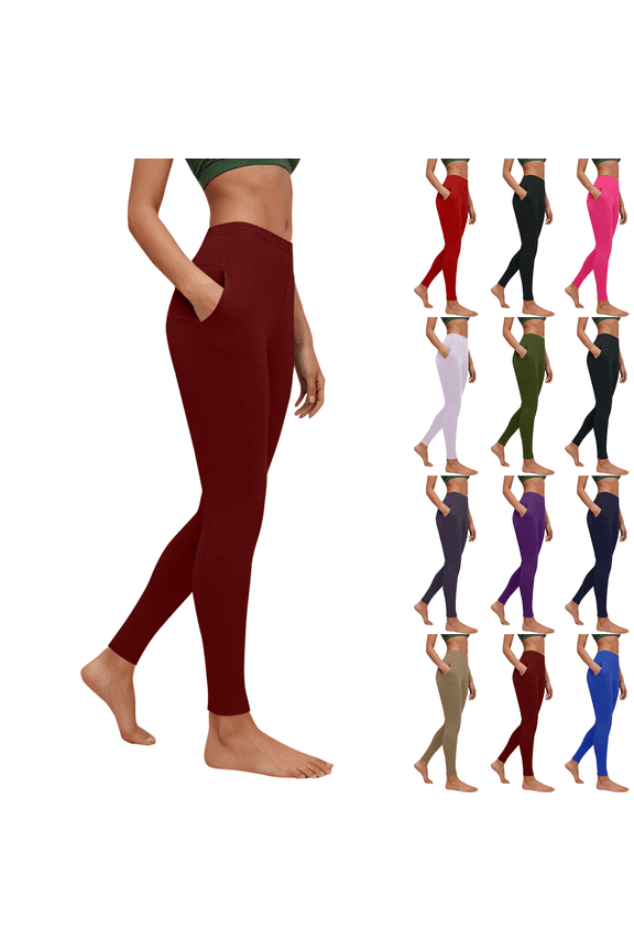 Women's High Waisted Leggings Tummy Control Booty Lifting Yoga Pants with Pockets Stretch Workout Running Gym Leggings