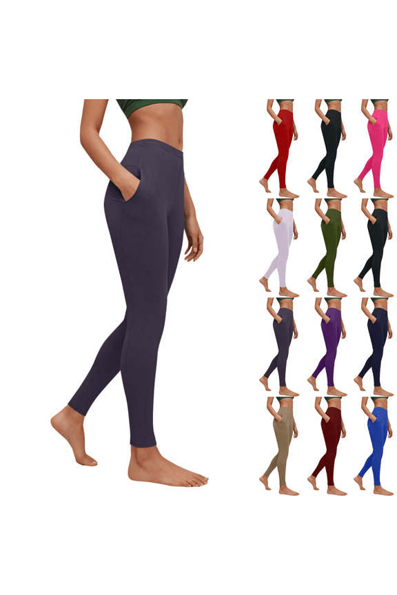 Women's High Waisted Leggings Tummy Control Booty Lifting Yoga Pants with Pockets Stretch Workout Running Gym Leggings
